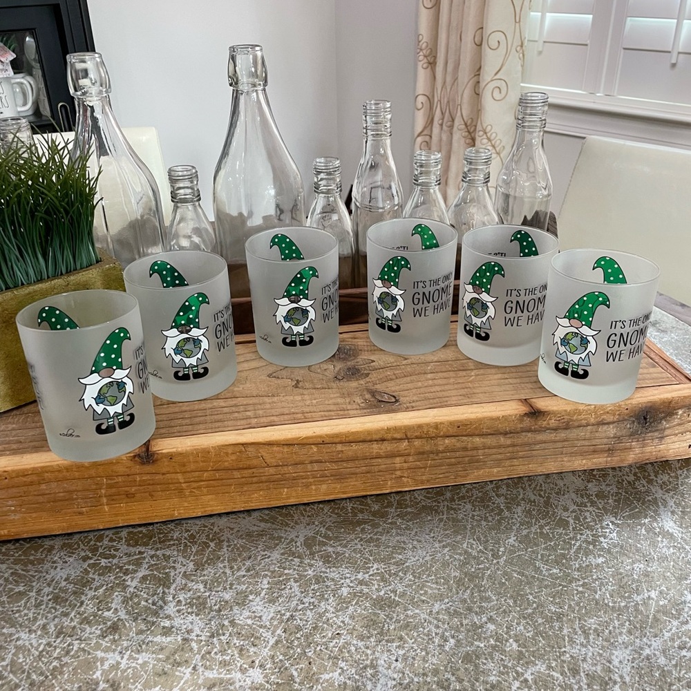 ALBERTO CULVER “GNOME” “PLANET EARTH” OLD FASHION BAR GLASSES 6